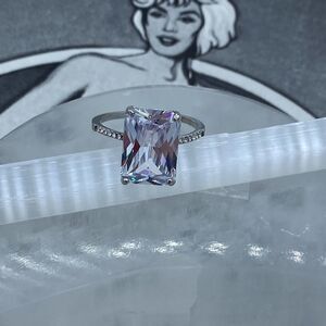 Stainless Steel High Polished Clear CZ Ring Sizes 6-10